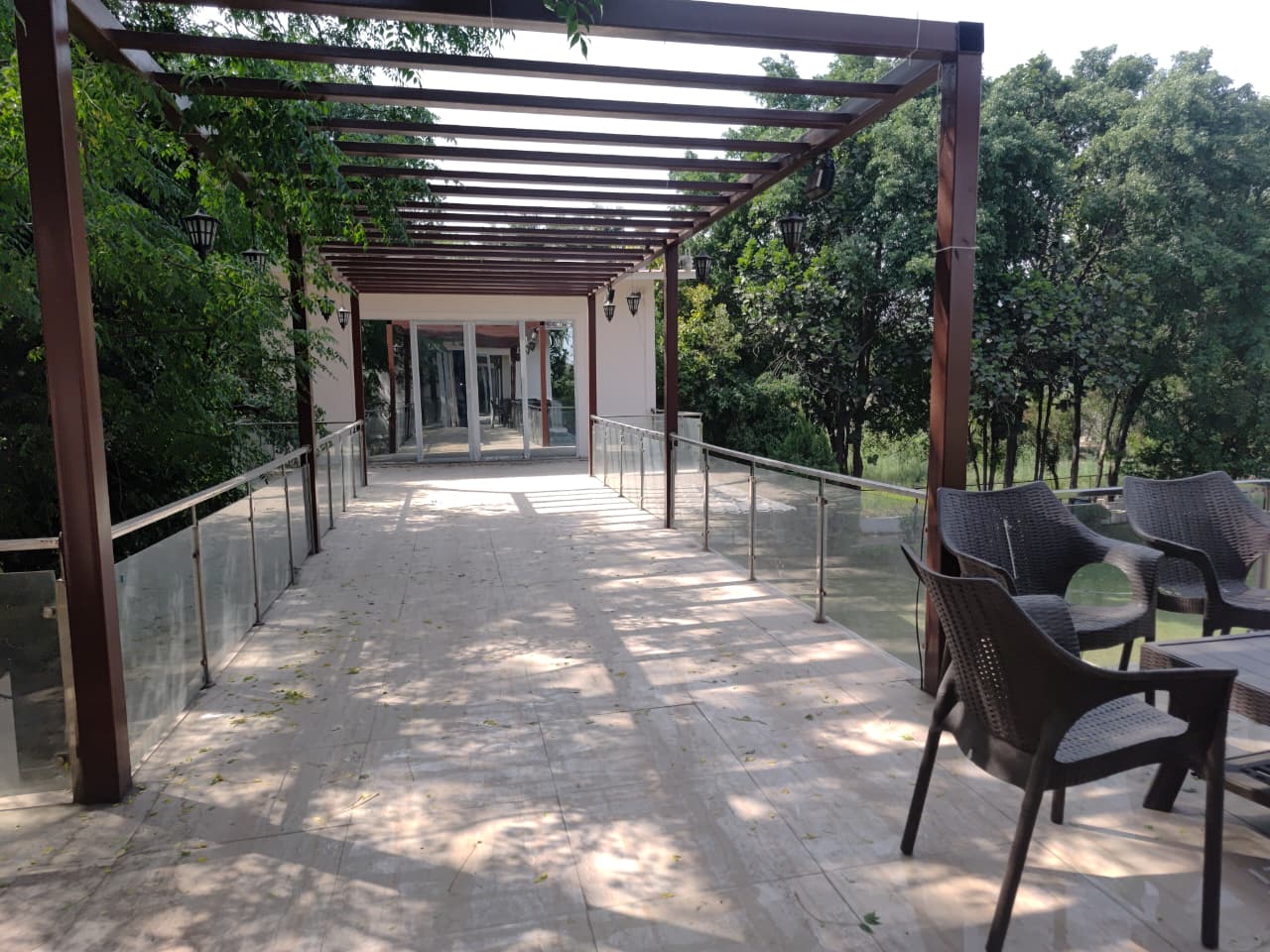 Pergola walkway during day